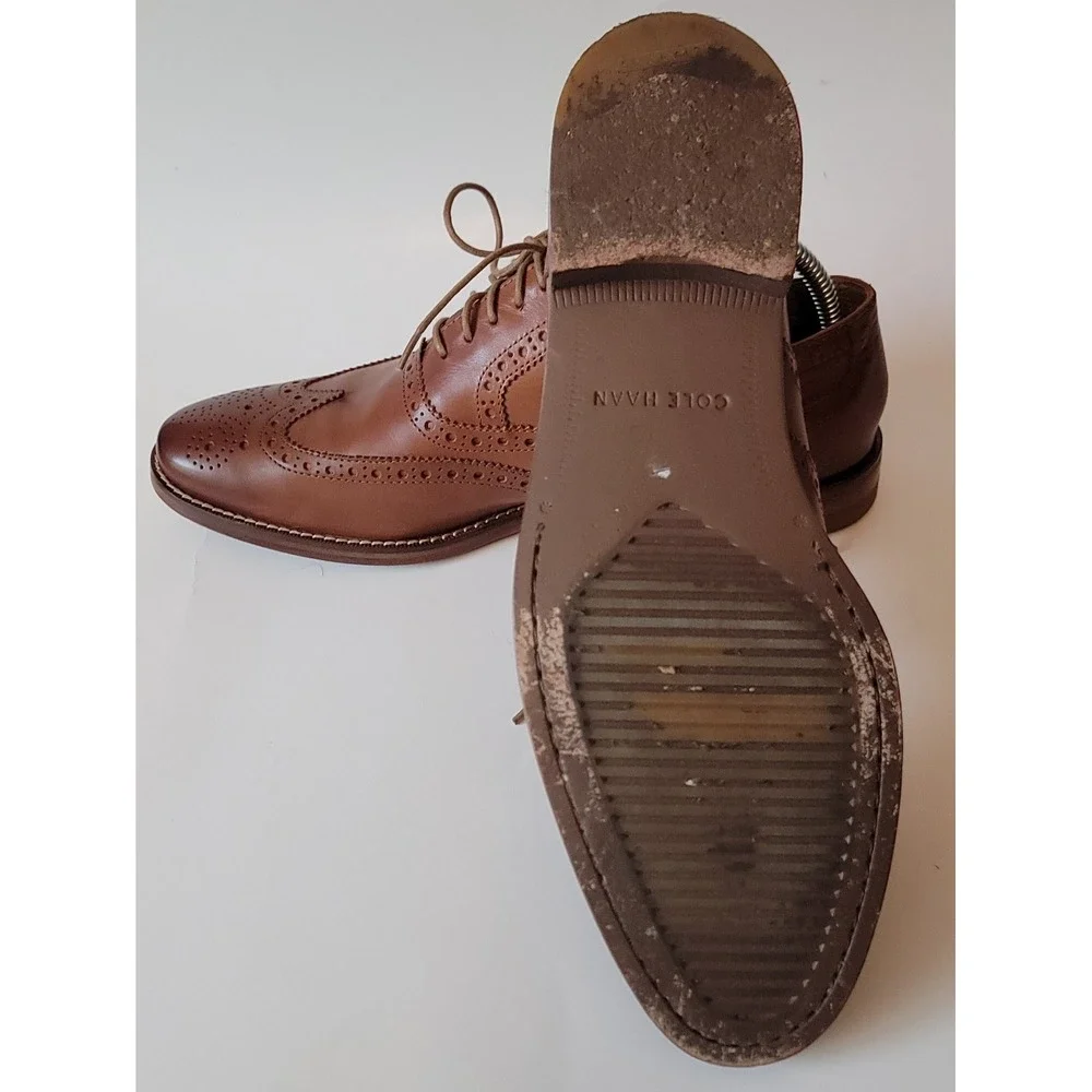 Cole‎ Haan Grand Men's British TanOxford Leather Wingtip Shoes Size 8M US